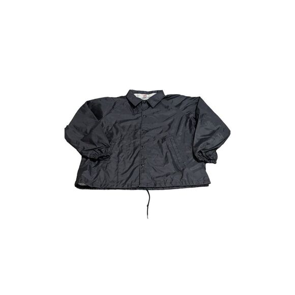 Soffe XL Blank Black Lined Snap Windbreaker Breakaway Track‎ Jacket Vintage 80s - Picture 1 of 4